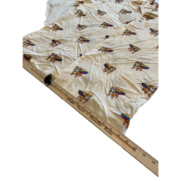 Denim & Flower Bulldog Rainbow Button-Up Shirt Size XL Viscose White - Picture 2 of 9